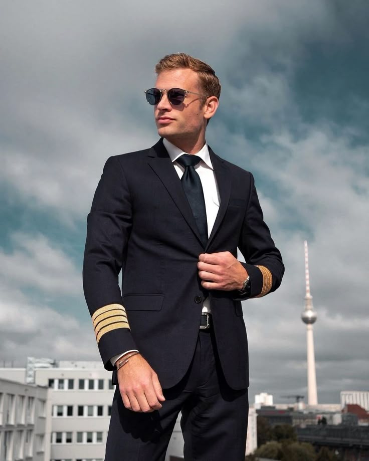Aviation staff in professional uniforms